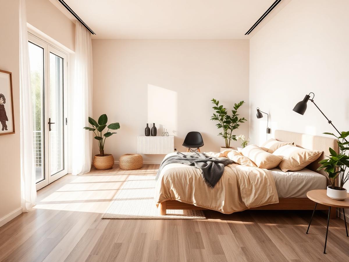 Slaapkamer met licht PVC eikenvloer